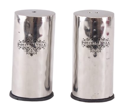 IndianArtVilla Pure Steel Cylinder Design Salt & Pepper Shaker