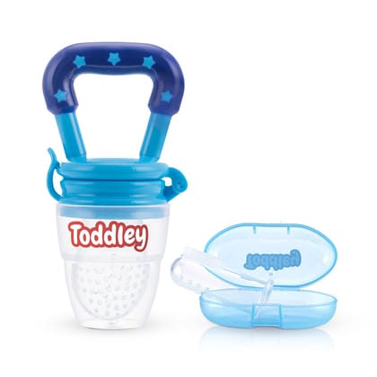 Toddley 2-Piece Baby Care Combo - Food & Fruit Nibbler, Finger Brush for 6+ Months (Blue)