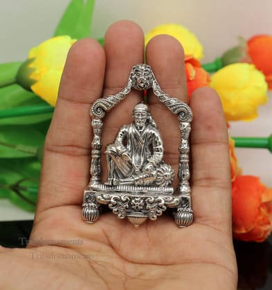 925 sterling silver handmade Divine Hindu idol deity Sai Baba statue murti divine Statue Sculpture figurine puja article gifting art173