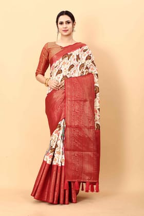 Yavira silk Women's Multi Printed Silk Blend Saree