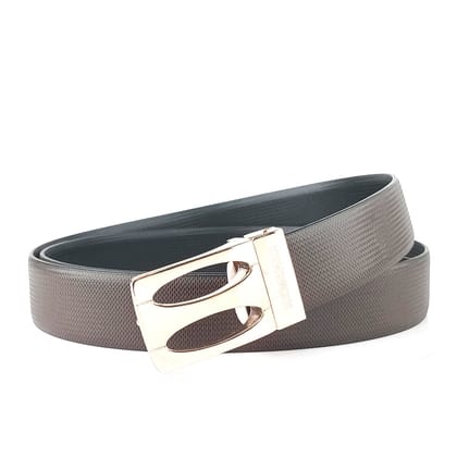 Hemener Men Metal Pin Hole Buckle Black Dark Brown Reversible Vegan Leather Belt-28