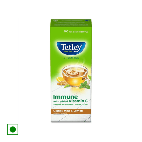 Tetley Green Tea Ginger Mint & Lemon Tea Bags, 100 Units Box