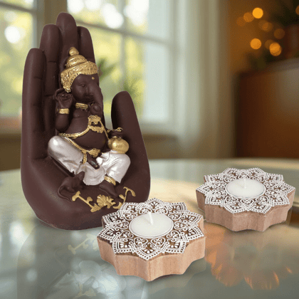 Palm Ganesh & Diya Gift Set