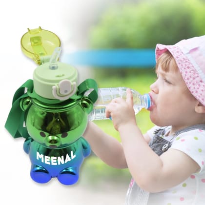 Customize Cute Plastic Water Bottle, with adjustable shoulder strap and stickers, portable drinking cup Water Bottle For Kids | Water Bottle | Return Gift For Kids | Water Bottle With Straw | Sch