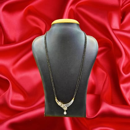 Traditional Gold Plated Fancy Mangalsutra With Black Bead Chain