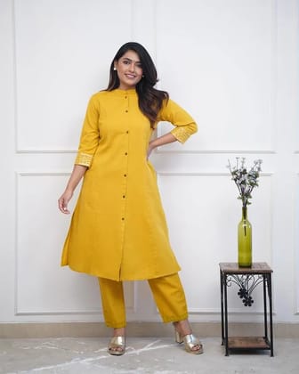 Summer special yellow cotton co-ord set-XL