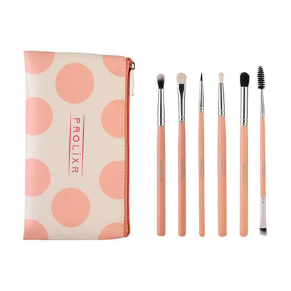 Prolixr Eye Makeup Brush Set: Professional, Precise, Seamless, Hygienic, Vegan. Includes Pink Travel Pouch. 6 Pieces.-Prolixr Eye Makeup Brush Set: Professional, Precise, Even, Seamless, Hygienic