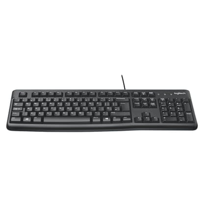 Logitech K120 Wired Keyboard for Windows, USB Plug-and-Play, Full-Size, Spill-Resistant, Curved Space Bar, Compatible with PC, Laptop- Black