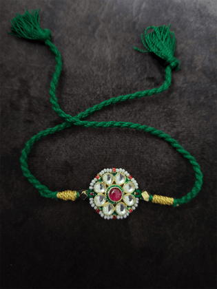 Green thread paachi kundan bhai rakhi