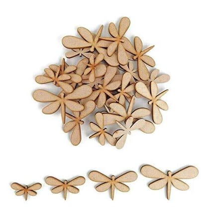 AmericanElm Pack of 10 Pcs DIY MDF Cutouts for Art and Craft Work, Dragon Fly Cutouts Craft Shapes Available Multiple Sizes & 2.3MM Thickness.-3Cm X 2.3MM