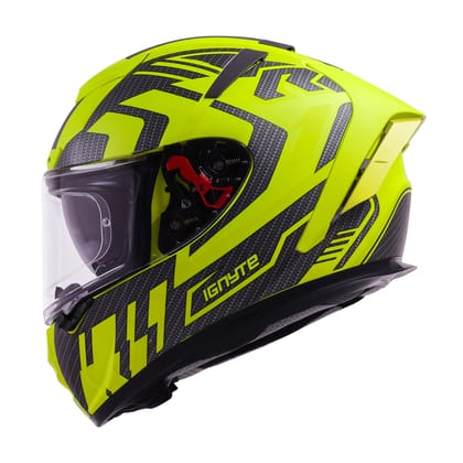 Ignyte IGN-4 Atomixx ISI/DOT Certified Full Face Graphic Helmet with Outer Anti-Fog Clear Visor and Inner Smoke Sun Shield (Glossy Fluo Neon Neon)-Medium 580 MM