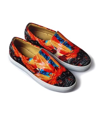 Men Printed Canvas Slip-On Sneakers