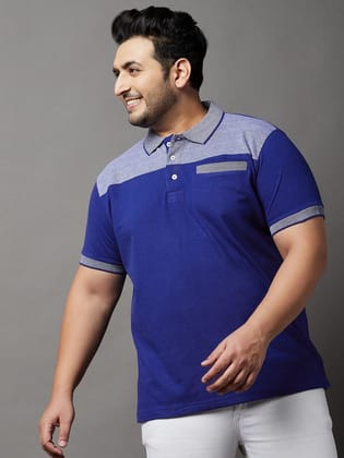 Men Plus Size Blaze Colorblock Polo Tshirt-Men Plus Size Blaze Colorblock Polo Tshirt - 3XL