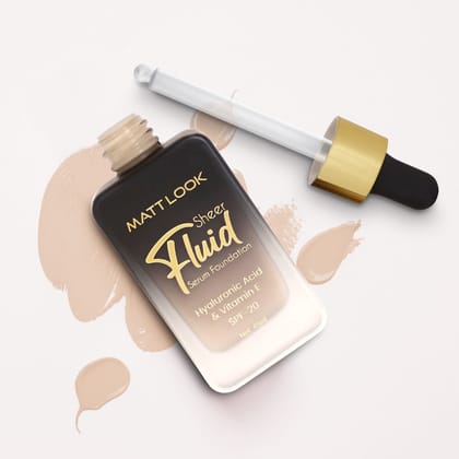 Sheer Fluid Serum Foundation, Hyaluronic Acid & Vitamin E, SPF-20, Oil Free-04 Butterscotch