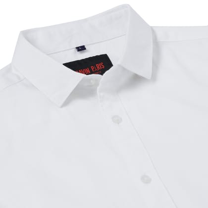 Pure White Solid Full-Sleeve Shirt (GP076)-S-36 / Full Sleeve