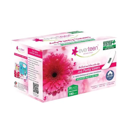 everteen Daily Panty Liners with Neem, Aloe Vera for Vaginal Discharge and Urinary Incontinence in Women 30 Liners