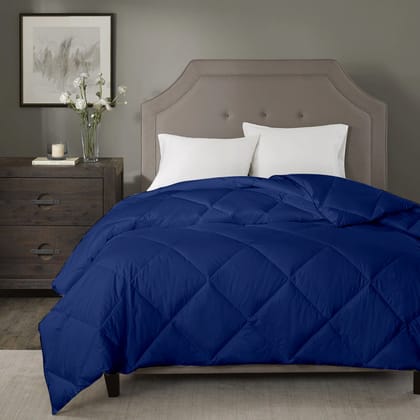 Razzai Summer Season 100 GSM Ac Comforter Super Soft Fluffy Comforter |White-King / Medium Blue