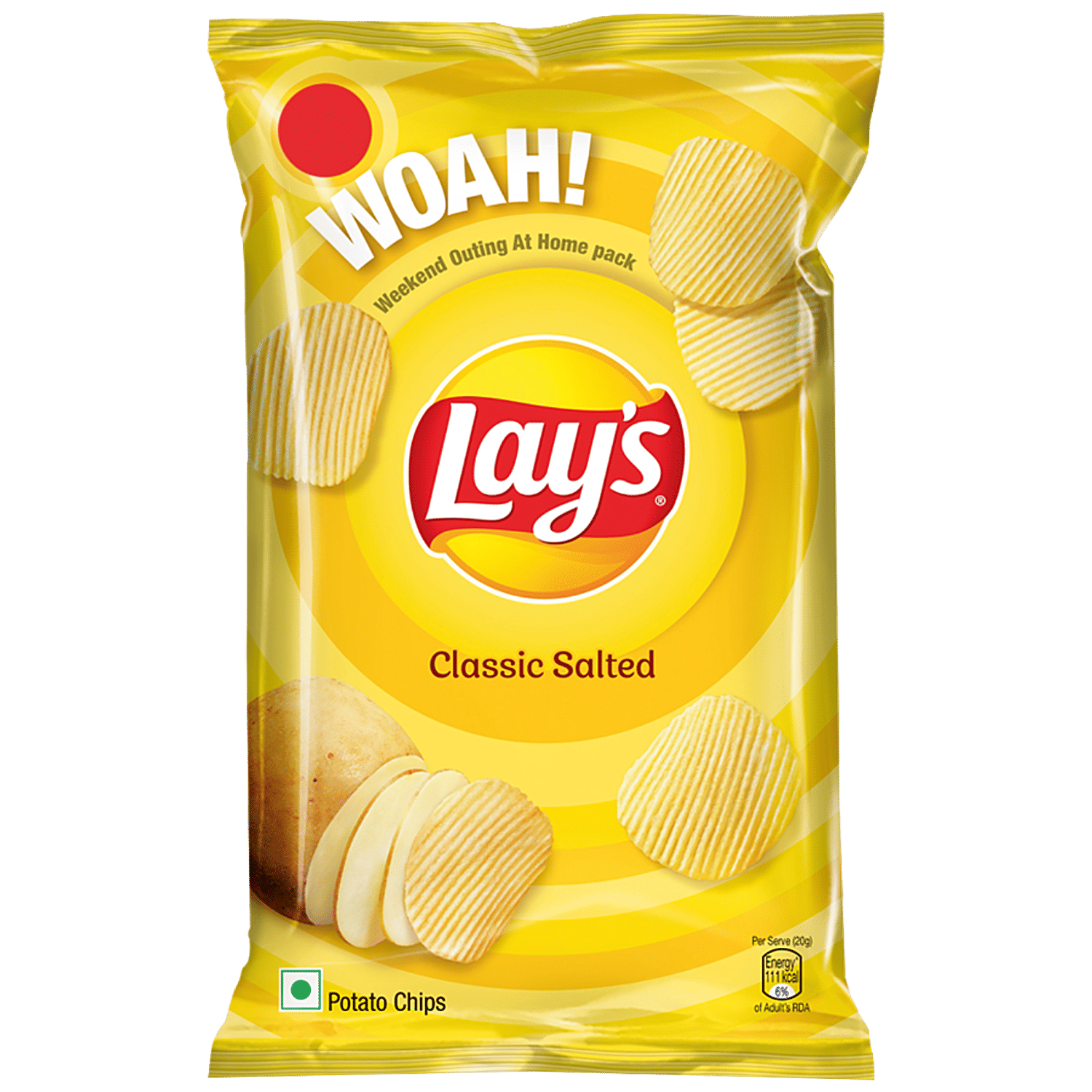 Lays Potato Chips - Classic Salted Flavour, Crunchy Snacks, 90 G