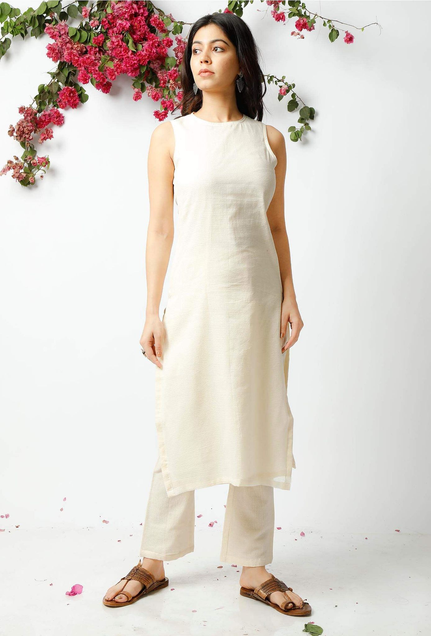 The Charming Off White Kota Kurta-XS
