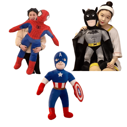 "Superhero Squad Combo: Spiderman, Captain America, and Batman - Unleash Heroic Adventures!"-58cm