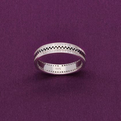 MEN'S ROYAL CHECKERED ZIRCON SILVER BAND-White Stone / Silver / US 7 (17.5 mm Diameter)