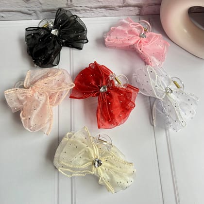 Organza Bow Hair Clutcher-Black