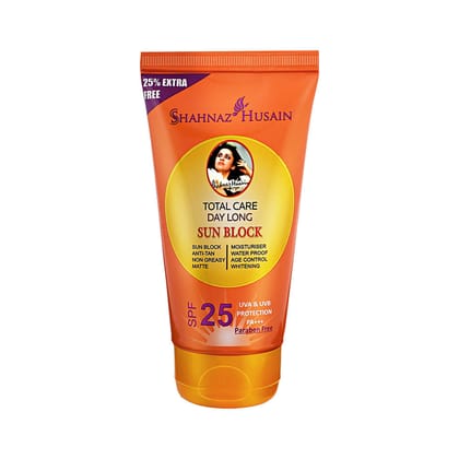 Shahnaz Husain Sun Block UVA & UVB Protection PA+++SPF 25 (25% Extra Free) (80gm + 20gm)-80gm + 20gm