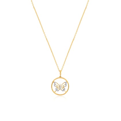 Senco Gold 18K Yellow Gold World of Beauty Diamond Chain Pendant (Gold Weight - 5.4 g / 0.17 carat / HI-SI)