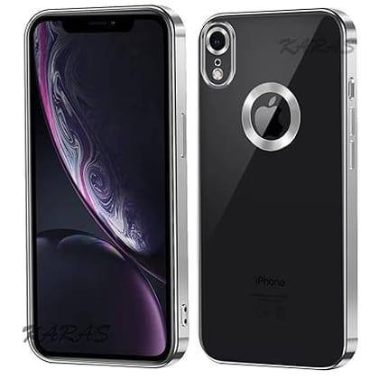 Silver 6D Chrome Logo Cut Transparent Case for Apple iphone XR