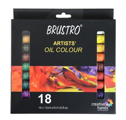 BRUSTRO Artists’ Oil Colour Set of 18 Colours X 12ML Tubes