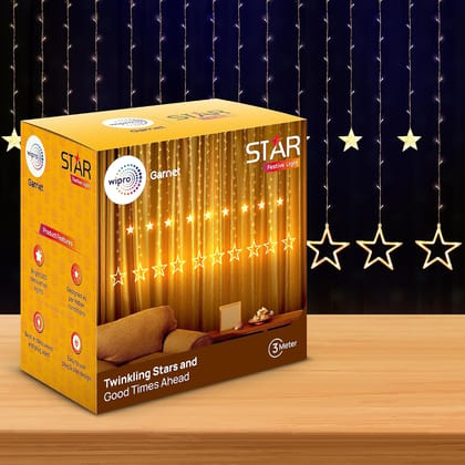 Wipro Garnet 3 metres Curtain LED 12 Stars Festive Light