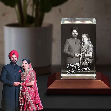 Presto Personalised 3D Crystal Anniversary Gift For Husband (50X80X50 mm)