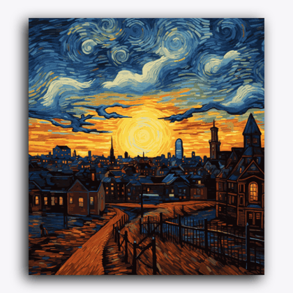 City Life Van Gogh Style-Without Frame / 18x20 inch / 24 Palette