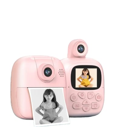 A19 Instant Children Camera with Printer | 2 inch Screen | Rechargeable Battery | Gift for Kids-Pink