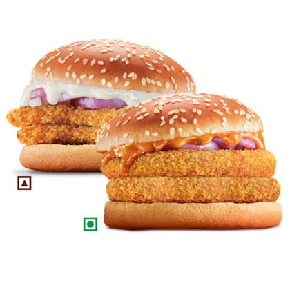 Crispy Veg Double Patty Burger+Crispy Chicken Double Patty Burger,