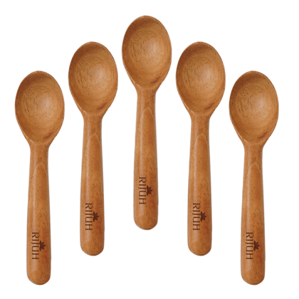 Eco-Friendly Neem Wood Baby Spoon | Safe, BPA-Free, and Sustainable Cutlery-Pack of 5