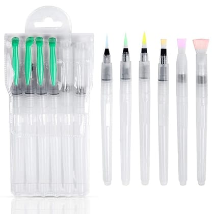 Water Brush Pens Watercolor Brushes 6 Pcs Set with Different Size Tips