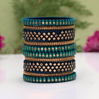 Rama Green Color Thread Bangle Set: 2.8-Bangles Size: 2.8 / Green / Alloy With Good Quality Gold Plated