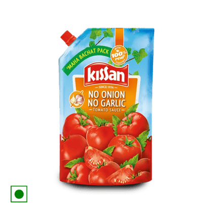 Kissan No-Onion No-Garlic Tomato Sauce, 950 gm Pouch