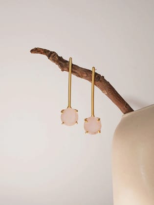 Long Rose Quartz Crystal Earring