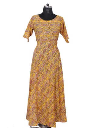 Yellow Block Printed Dress-XL