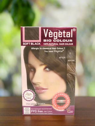 Vegetal Bio Colour 100% Natural Hair Colour For Men & Women-soft black