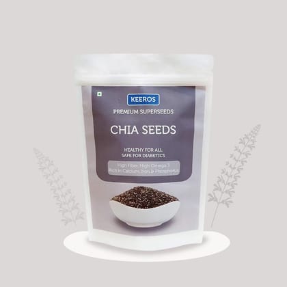 Keeros Premium Raw Chia Seeds (Black) For Weight Loss, 400 gm