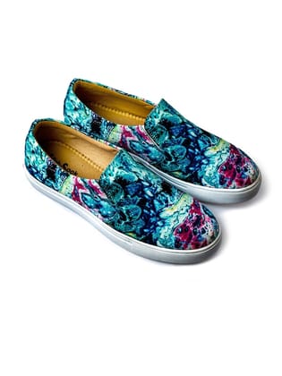 Men Printed Canvas Slip-On Sneakers