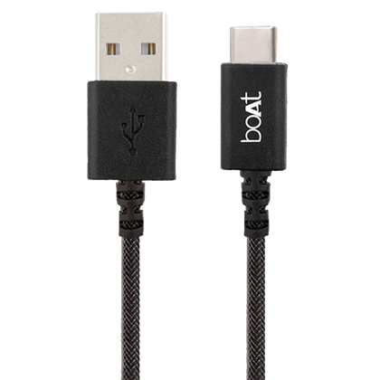 boAt A400 USB Type C Data Cable | Premium C Type Data Cable with 480Mbps Transfer Speed, Tangle free cable, Reversible Connector Grey