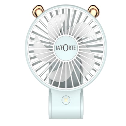 LA'FORTE Portable USB Battery Fan Foldable - Desk, Hand and Neck Hanging Fan (1200 Mah) (Blue)