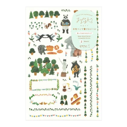 MIDORI Yuru Log Sticker 2 Sheets Forest Animal