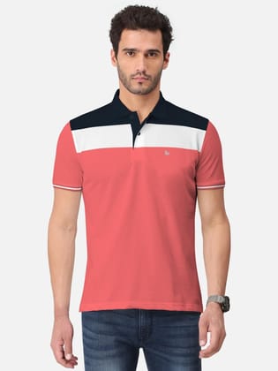 Men's Blended Cotton Colorblock Polo Collar T-Shirt-3XL