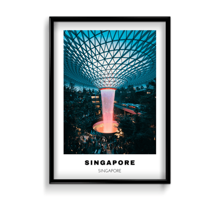 Singapore Colored City Art-A4 / Art Paper Print / Black Frame