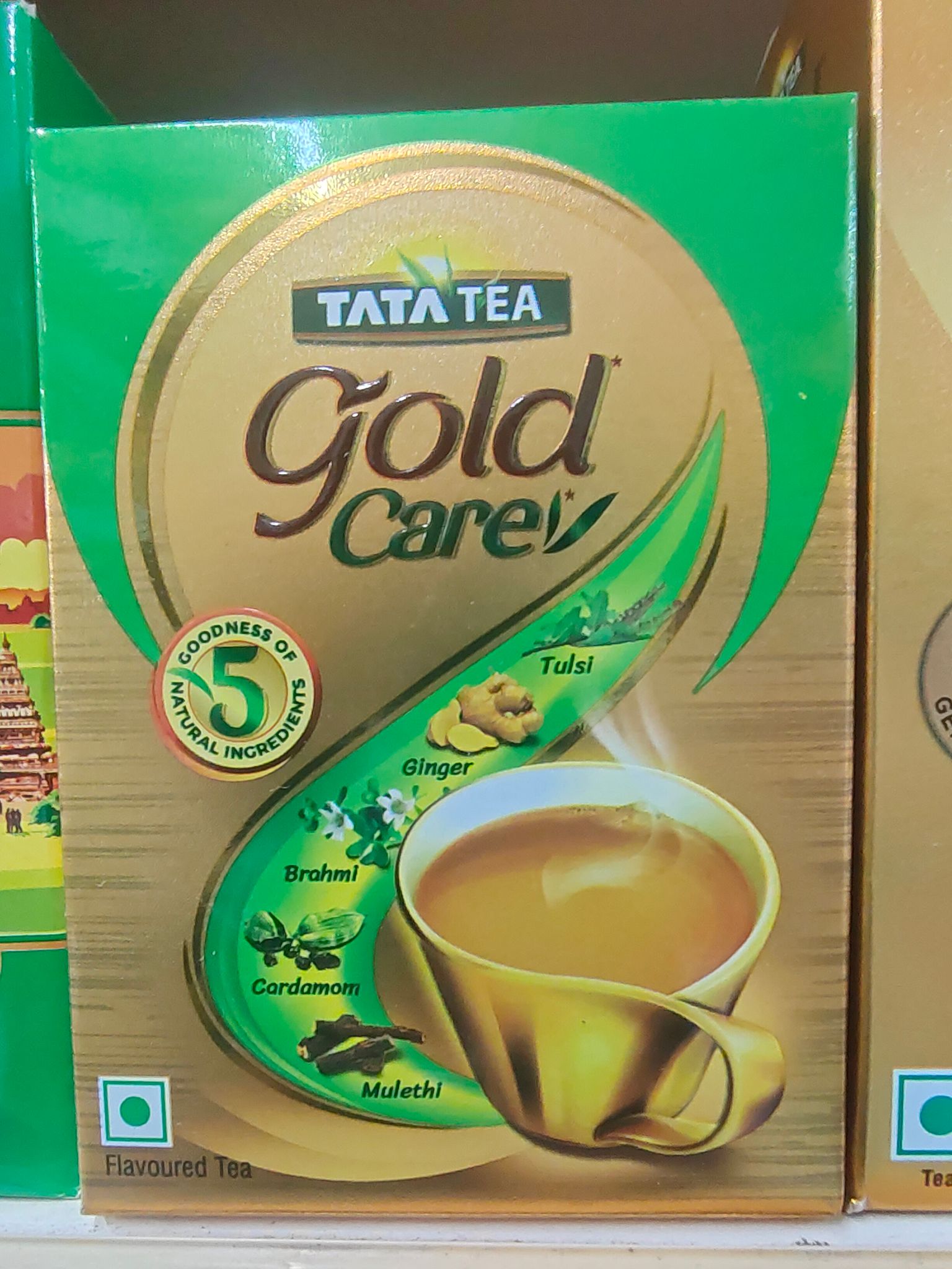 Tata Tea Gold Care, Rich In Taste, Goodness Of Elaichi, Ginger, Tulsi, Brahmi & Mulethi, Black Tea